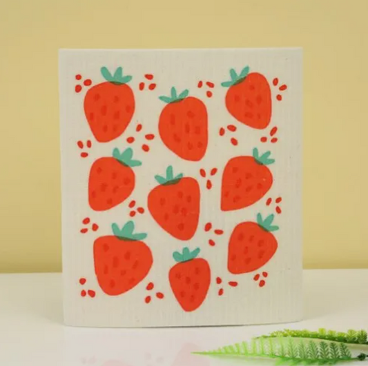 Compostable Sponge Cloth - Strawberry Fields