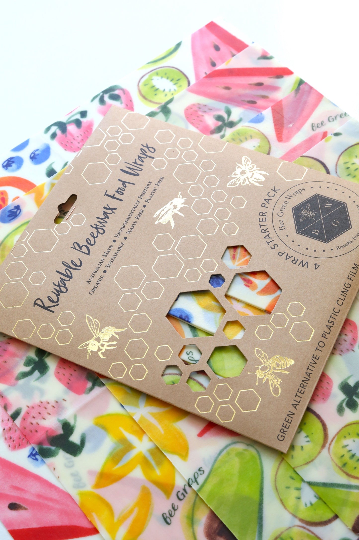 Bee Green Beeswax Food Wrap Starter Pack Fruit