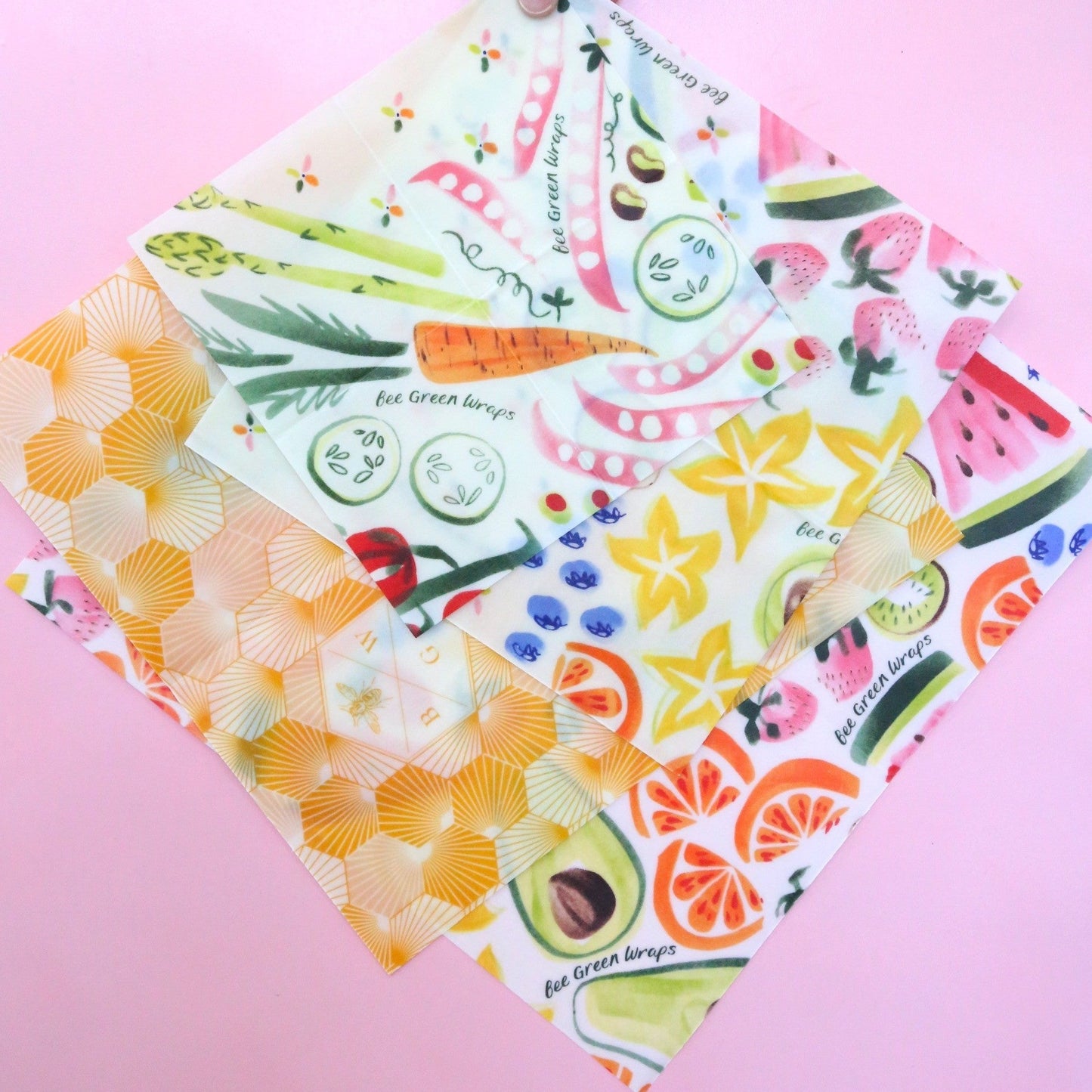 Beeswax Food Wrap Starter Pack Veggie Fruit Hive