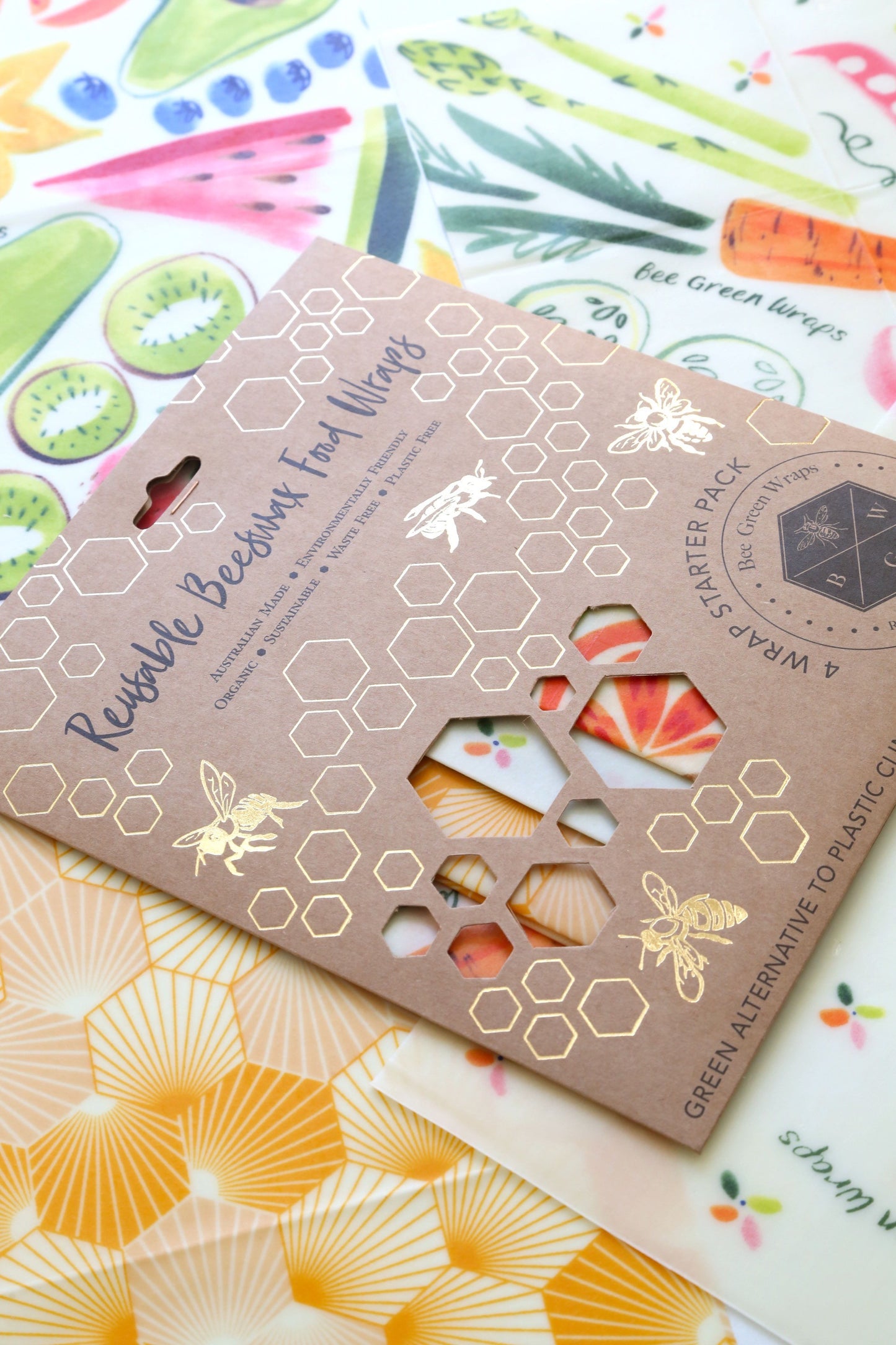 Beeswax Wrap Pack Fruit Veggie Hive