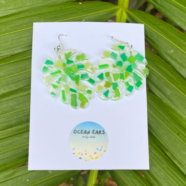 Sustainable Earrings Green Leaf