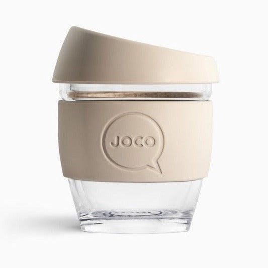 Joco Reusable Glass Coffee Cup 4oz Sandstone