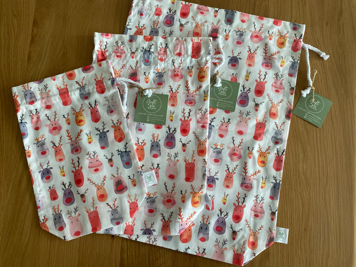 Reusable Christmas Gift Bag Reindeer