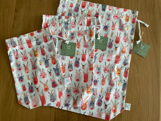 Reusable Christmas Gift Bag Reindeer