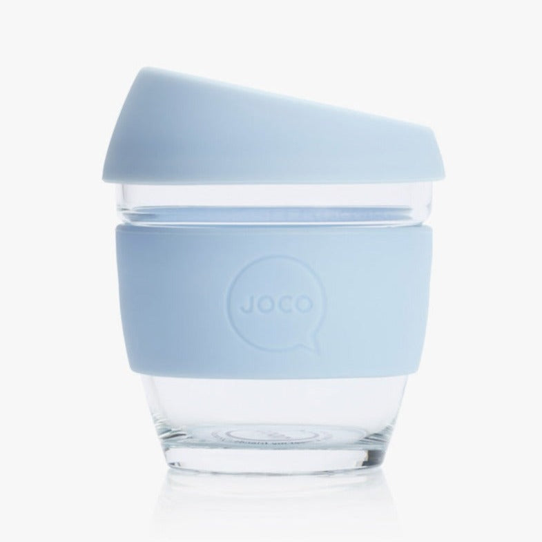 Joco Reusable Glass Coffee Cup 8oz Vintage Blue
