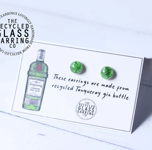 Recycled Glass Earrings - Tanqueray Gin Bottle
