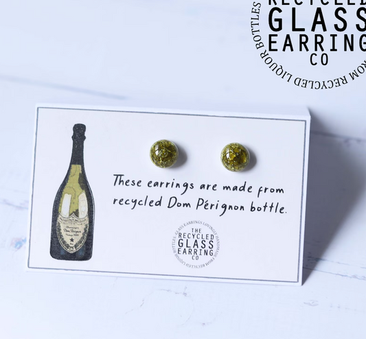 Recycled Glass Earrings - Dom Perignon Bottle