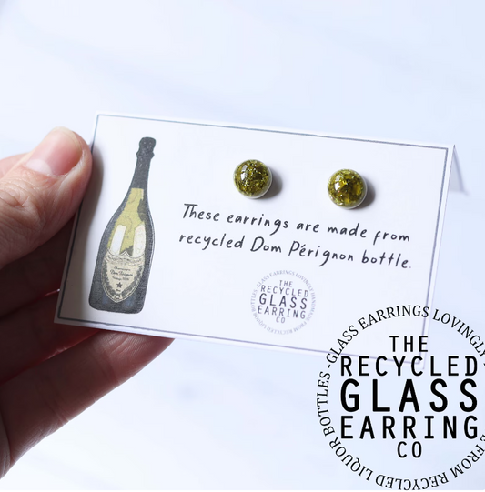 Recycled Glass Earrings - Dom Perignon Bottle