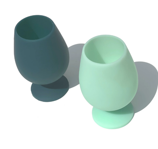 Porter Green "Stemm" Silicone Wine Glass Set - Mist and Ink