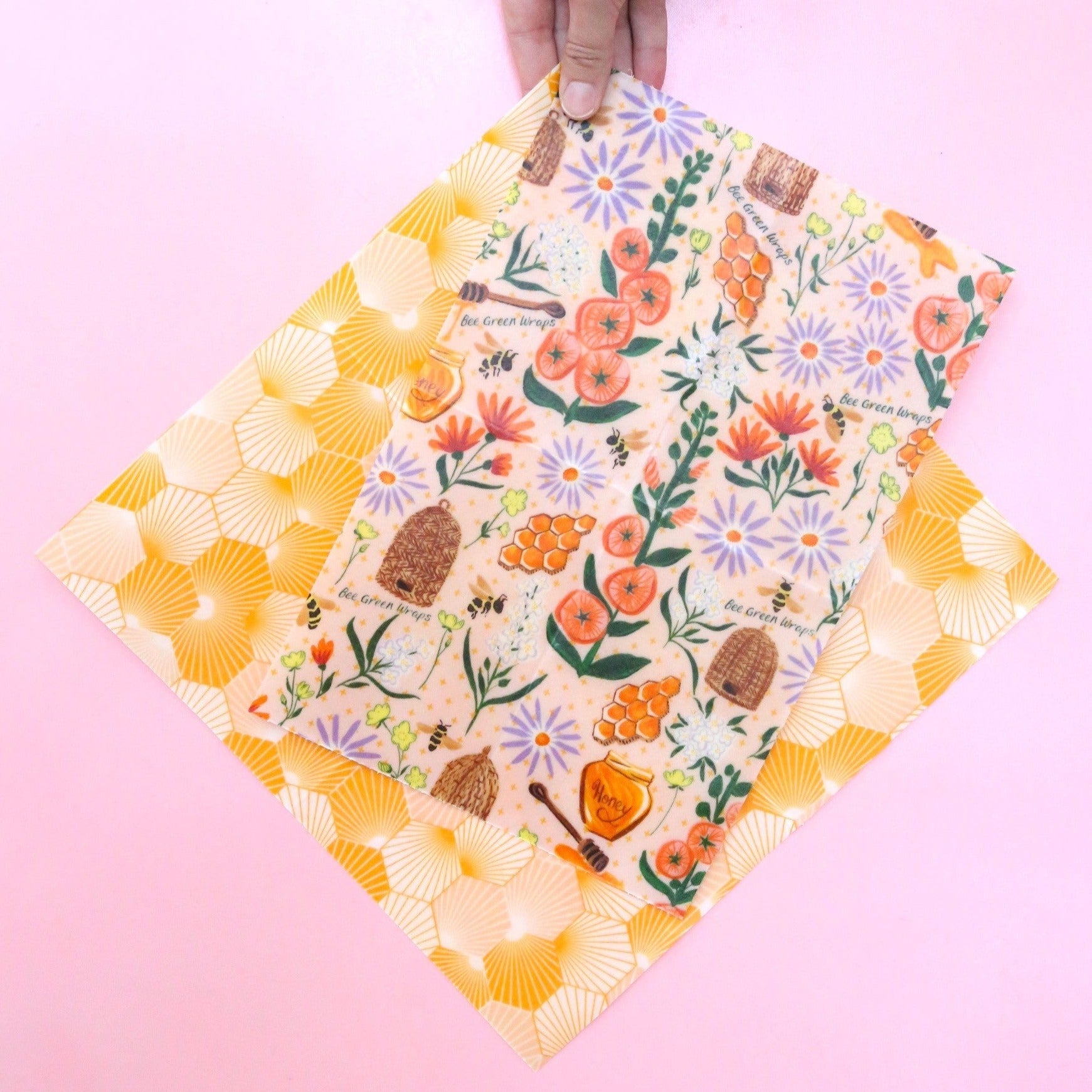 Beeswax Wrap Lunch Pack Bees Flowers