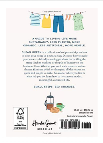 Back cover - Clean Green book by Jen Chillingsworth