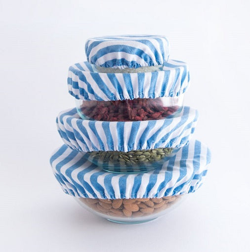 4MyEarth Reusable Food Covers - Denim Stripe stack