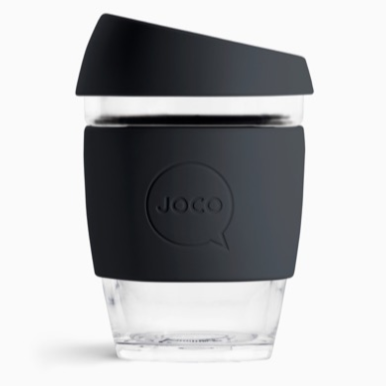 Joco Reusable Glass Coffee Cup 12oz Black
