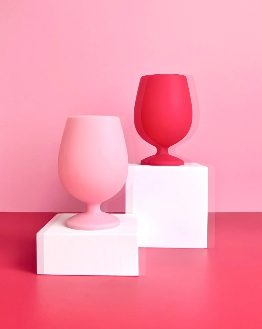 Porter Green "Stemm" Silicone Wine Glass Set - Cherry and Blush