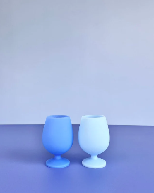 Porter Green "Stemm" Silicone Wine Glass Set - Sky and Kingfisher