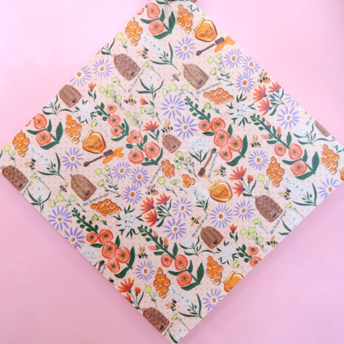 Beeswax Wrap Large Size Bees Flowers