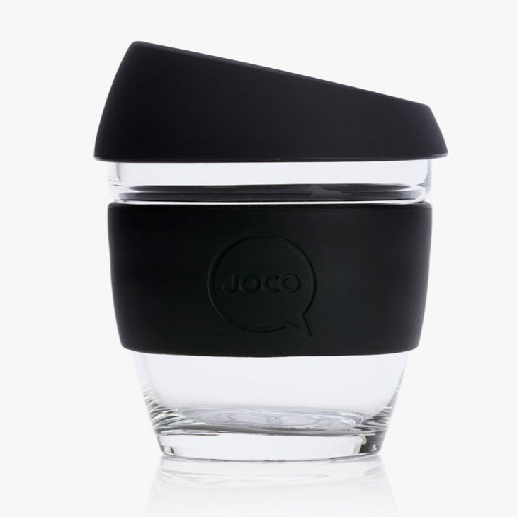 Joco Reusable Glass Coffee Cup 8oz Black