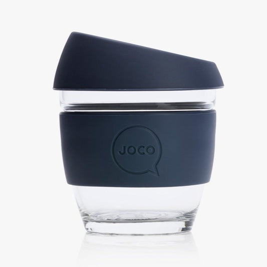 Joco Reusable Glass Coffee Cup 8oz Mood Indigo Navy Blue